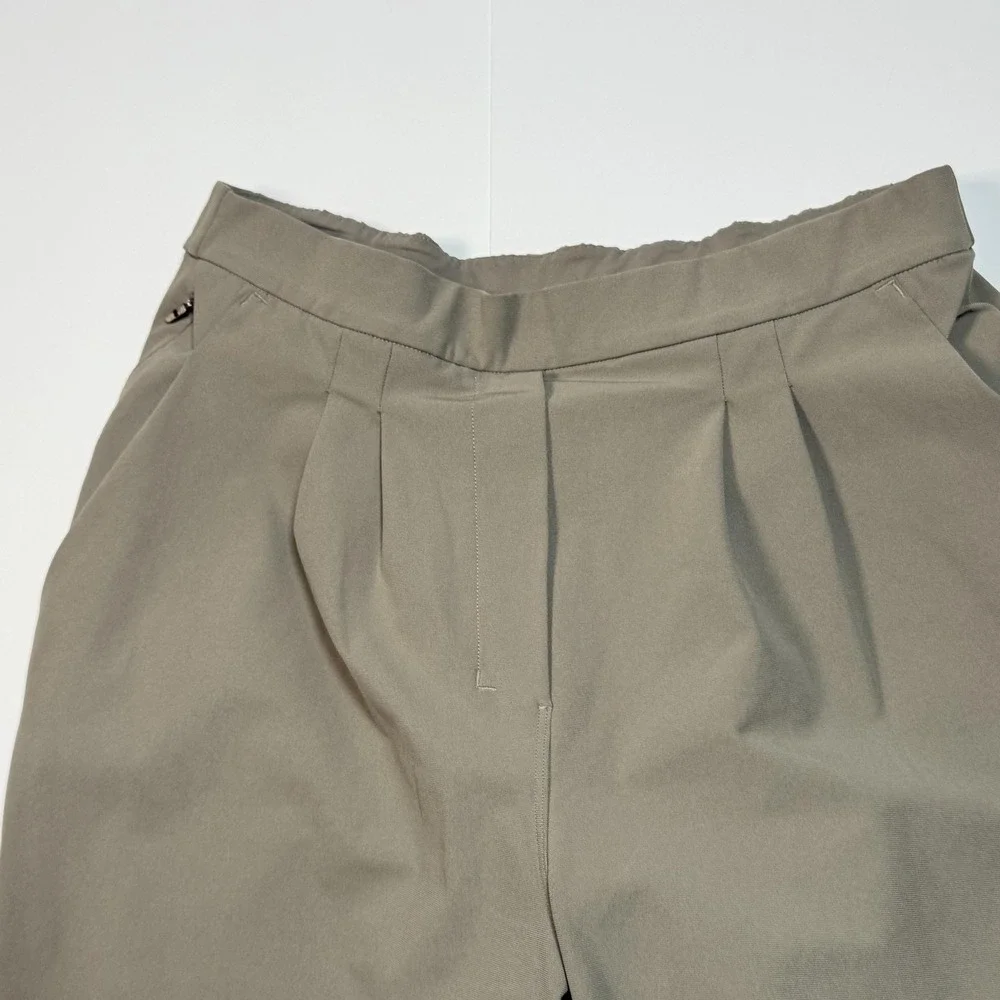 Lululemon Pants Womens 8 Olive Green Pleated Tapered Joggers Zip Pocket Athletic
